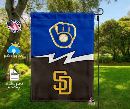 Brewers vs Padres House Divided Flag, MLB House Divided Flag
