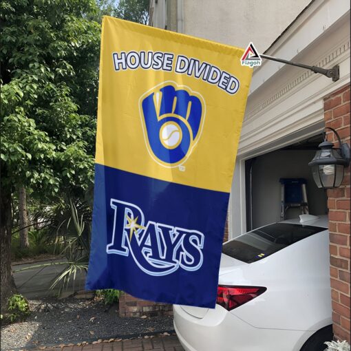 Brewers vs Rays House Divided Flag, MLB House Divided Flag
