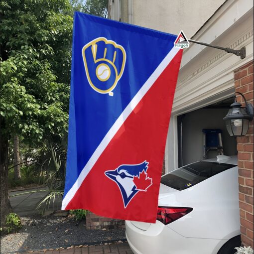 Brewers vs Blue Jays House Divided Flag, MLB House Divided Flag