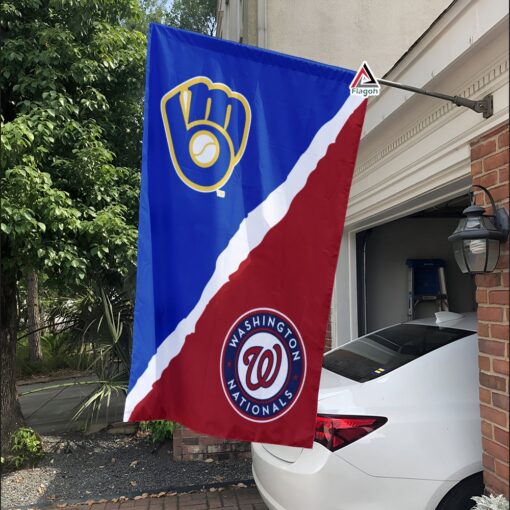Brewers vs Nationals House Divided Flag, MLB House Divided Flag
