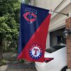 Twins vs Rangers House Divided Flag, MLB House Divided Flag