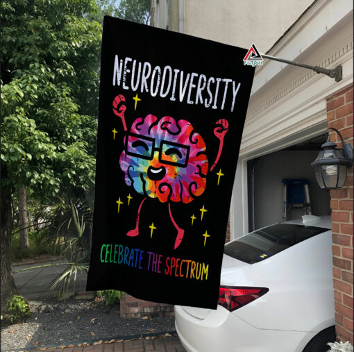 Celebrate Neurodiversity Flag, Brain Autism Rainbow Spectrum Garden Yard Flag