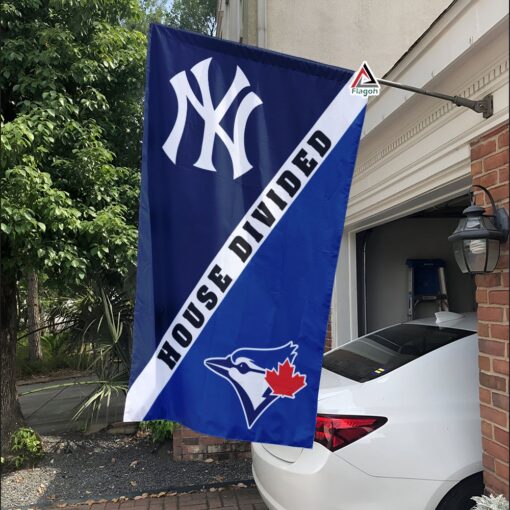 Yankees vs Blue Jays House Divided Flag, MLB House Divided Flag
