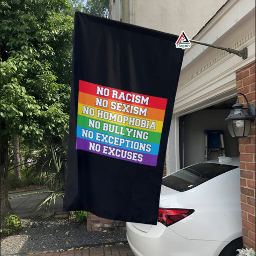 No Racism No Sexism Flag, Progress Pride Flag, LGBT Gay Pride Gifts