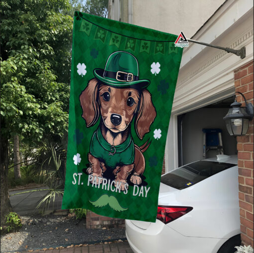 Dachshunds Dog St Patricks Day House Flag, Shamrock Saint Patricks Flag for Garden and Home Decorations