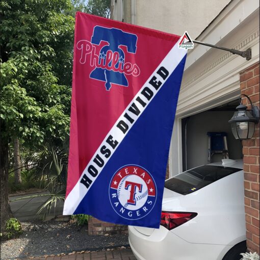 Phillies vs Rangers House Divided Flag, MLB House Divided Flag