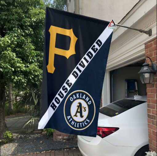 Pirates vs Athletics House Divided Flag, MLB House Divided Flag