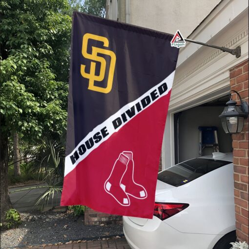 Padres vs Red Sox House Divided Flag, MLB House Divided Flag