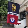 Padres vs Rangers House Divided Flag, MLB House Divided Flag
