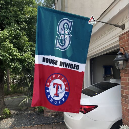 Mariners vs Rangers House Divided Flag, MLB House Divided Flag