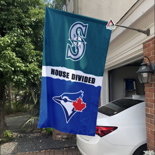 Mariners vs Blue Jays House Divided Flag, MLB House Divided Flag