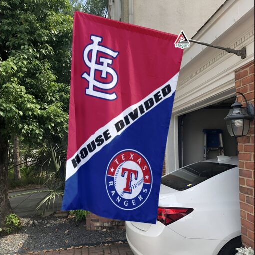 Cardinals vs Rangers House Divided Flag, MLB House Divided Flag