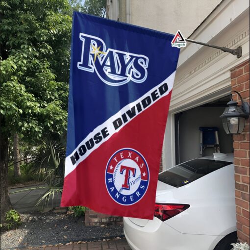 Rays vs Rangers House Divided Flag, MLB House Divided Flag