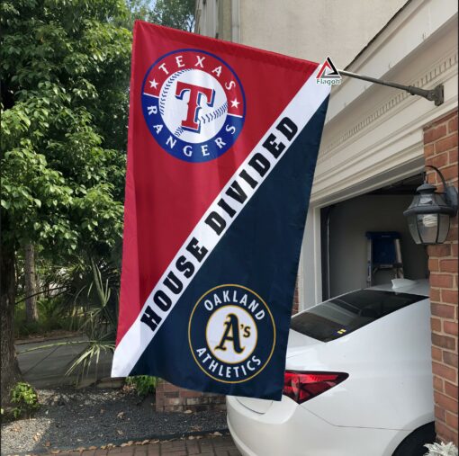 Rangers vs Athletics House Divided Flag, MLB House Divided Flag