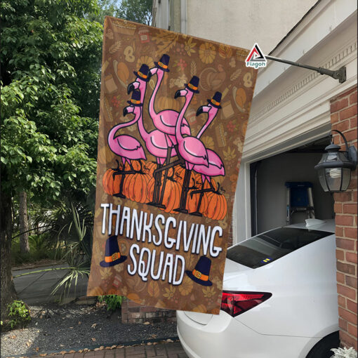 Thanksgiving Flamingo Squad Flag, Flamingo Thankful Garden Flag