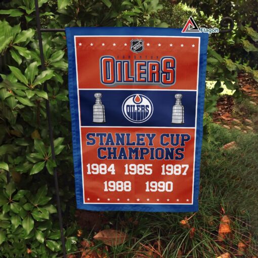 Edmonton Oilers Stanley Cup Champions Flag, Oilers Stanley Cup Flag, NHL Premium Flag