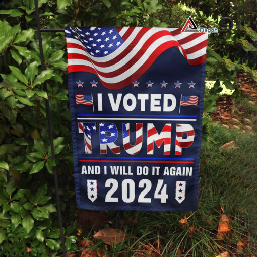 I Voted Trump And I’ll Do It Again Flag, Trump 2024 Republican Supporters Flag, 2024 Presidential Election Flag, Political Flag