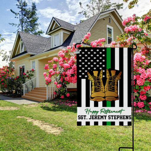 Custom Retirement Soldier Flag, Personalised American Thin Green Line Flag, Support Troops USA Flag