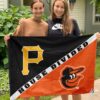 Pirates vs Orioles House Divided Flag, MLB House Divided Flag