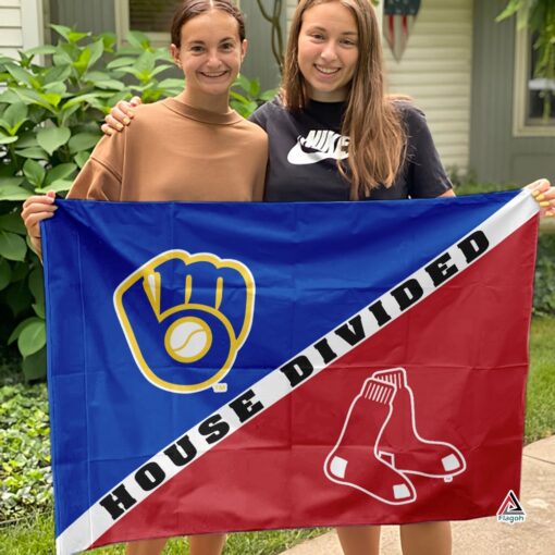 Brewers vs Red Sox House Divided Flag, MLB House Divided Flag