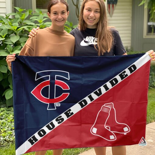 Twins vs Red Sox House Divided Flag, MLB House Divided Flag