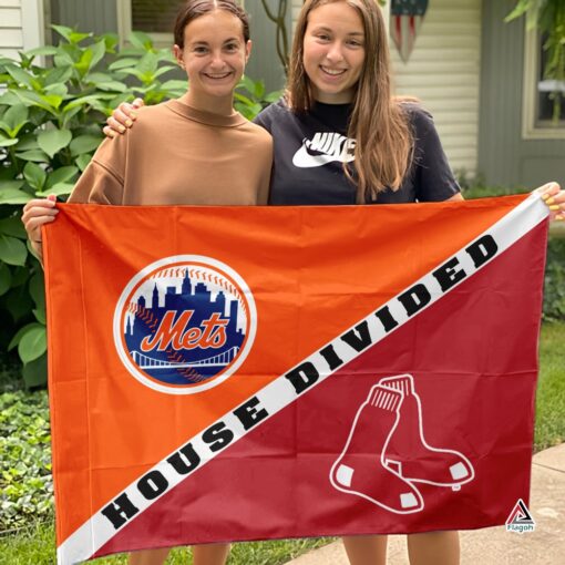 Mets vs Red Sox House Divided Flag, MLB House Divided Flag