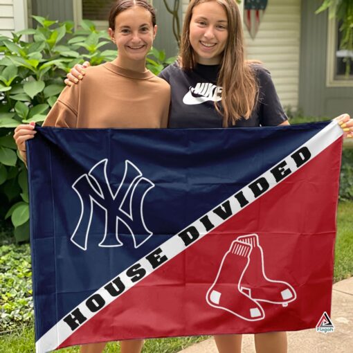 Yankees vs Red Sox House Divided Flag, MLB House Divided Flag