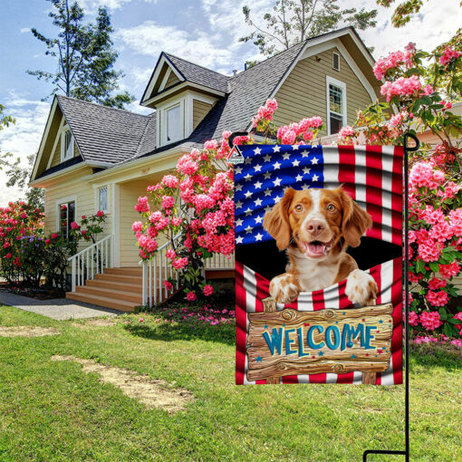 Brittany Spaniel Dog Breed Patriotic Flag, 4th July Flag, Brittany Spaniel Dog Independence Day Flag