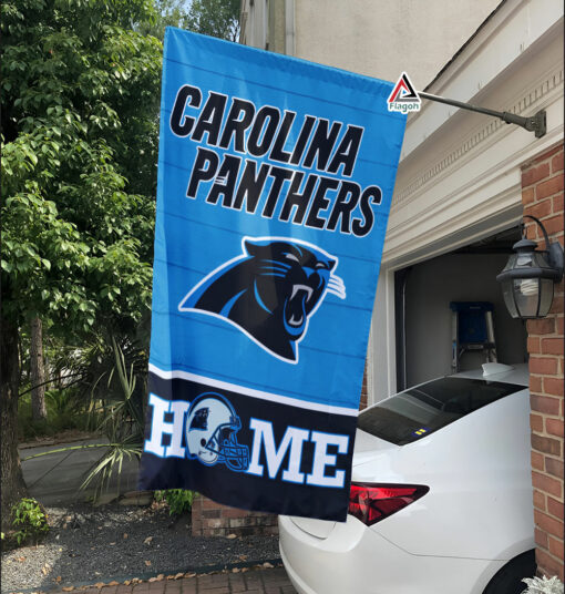 Carolina Panthers Football Flag, Sir Purr Mascot Personalized Football Fan Welcome Flags, Custom Family Name NFL Decor