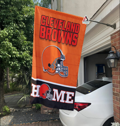 Cleveland Browns Football Flag, Brownie the Elf Mascot Personalized Football Fan Welcome Flags, Custom Family Name NFL Decor