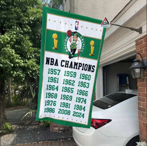 Boston Celtics 2024 Finals Champion Flag, Celtics Championships Banner, NBA Premium Flag