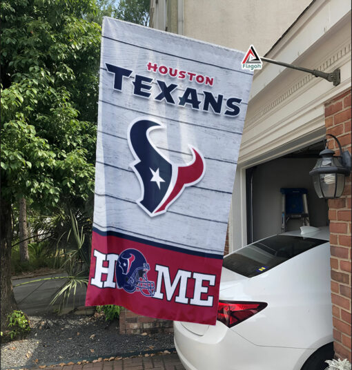 Houston Texans Football Flag, Toro Mascot Personalized Football Fan Welcome Flags, Custom Family Name NFL Decor