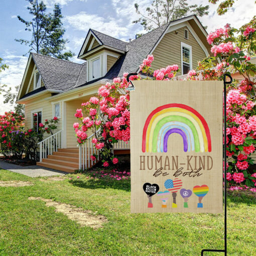 Human Kind Be Both Welcome Garden Flag, Yard Outdoor Farmhouse Decorations, Be Kind Flag Gift