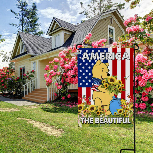 America The Beautiful Flag, 4th Of July Flag, Happy Independence Day Flag, Winnie The Pooh Flag