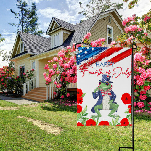 Frog USA 4th Of July Garden Flag, Frog Independence Day Flag, Frog American Patriotic Flag