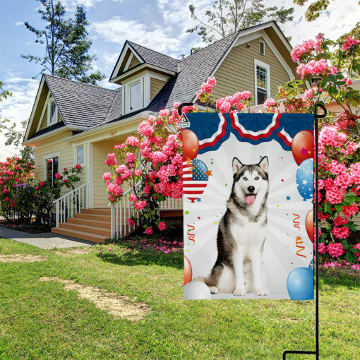 Husky Dog America 4th July Flag, Husky USA Patriotic Independence Day Flag, The Fourth of July Flag