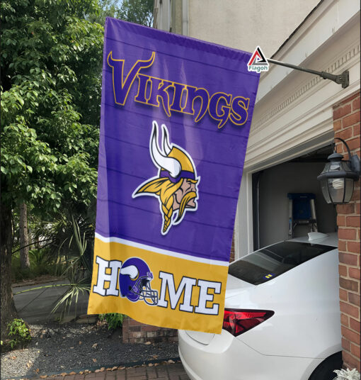 Minnesota Vikings Football Flag, Viktor the Viking Mascot Personalized Football Fan Welcome Flags, Custom Family Name NFL Decor