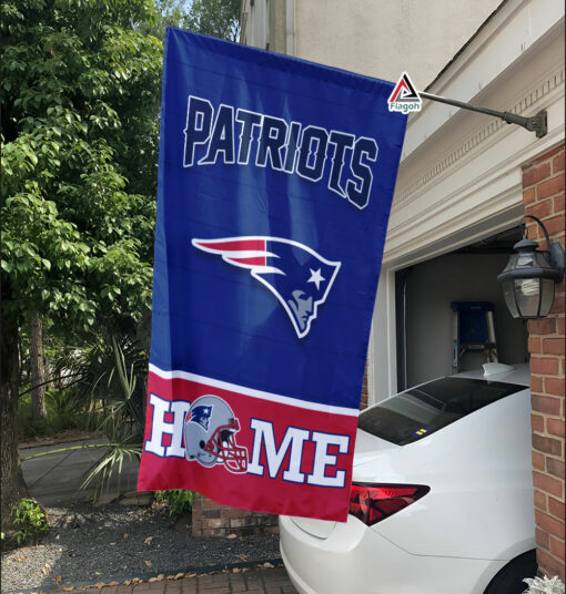 New England Patriots Football Flag, Pat Patriot Mascot Personalized Football Fan Welcome Flags, Custom Family Name NFL Decor