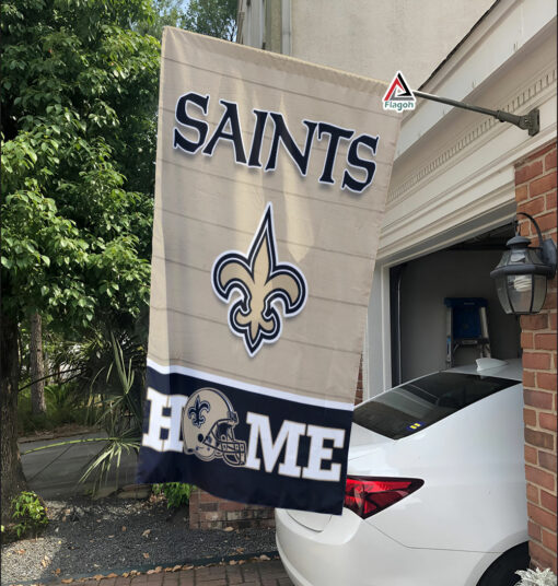 New Orleans Saints Football Flag, Gumbo Mascot Personalized Football Fan Welcome Flags, Custom Family Name NFL Decor