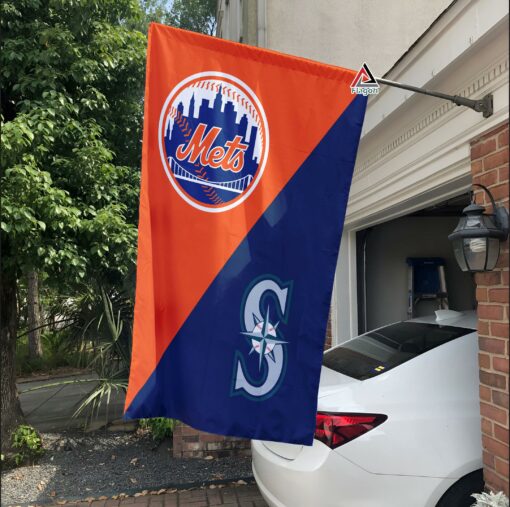 Mets vs Mariners House Divided Flag, MLB House Divided Flag