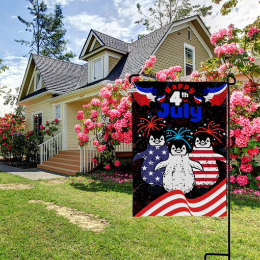 Penguin Patriotic July 4th Garden Flag, American Penguin Flag, Celebrate USA Freedom Flag
