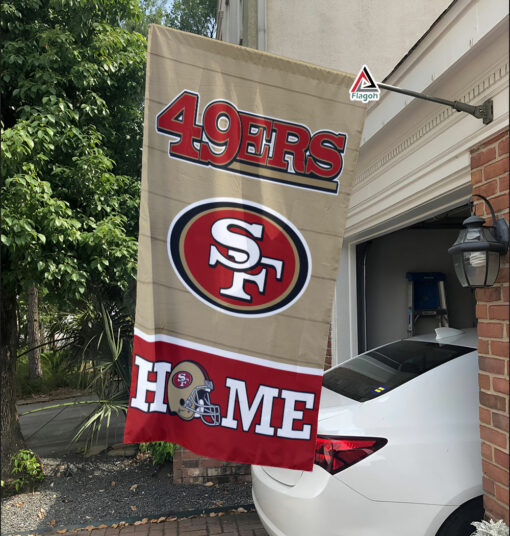 San Francisco 49ers Football Flag, Sourdough Sam Mascot Personalized Football Fan Welcome Flags, Custom Family Name NFL Decor