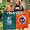 Mariners vs Mets House Divided Flag, MLB House Divided Flag