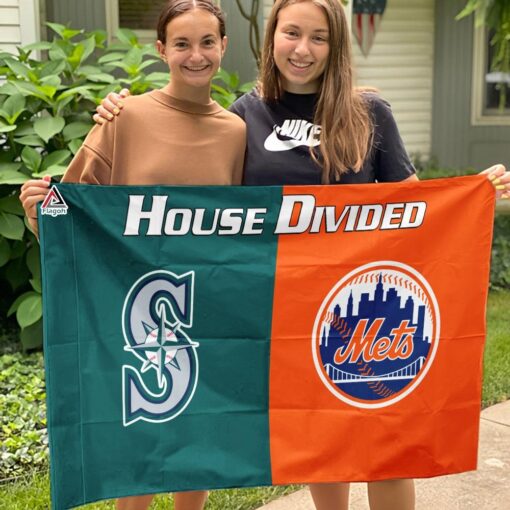 Mariners vs Mets House Divided Flag, MLB House Divided Flag