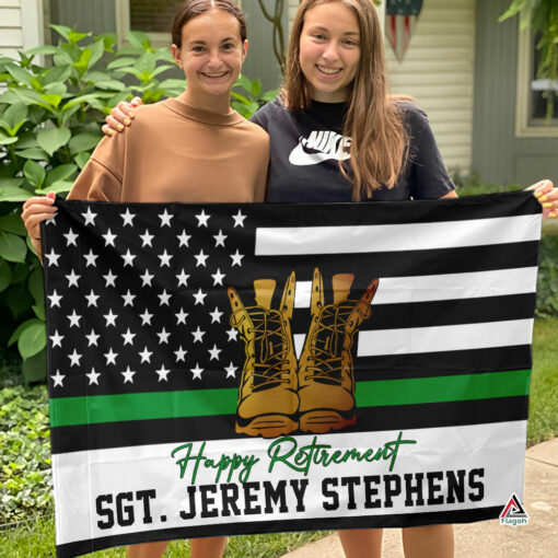 Custom Retirement Soldier Flag, Personalised American Thin Green Line Flag, Support Troops USA Flag