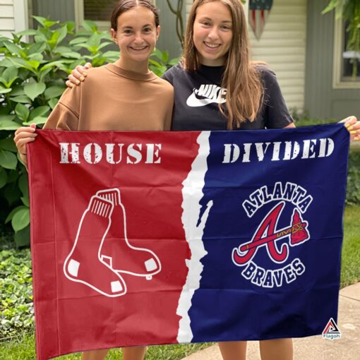 Red Sox vs Braves House Divided Flag, MLB House Divided Flag