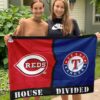 Reds vs Rangers House Divided Flag, MLB House Divided Flag