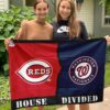 Reds vs Nationals House Divided Flag, MLB House Divided Flag