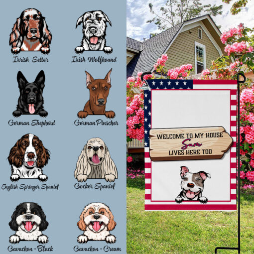 Welcome To The Dogs House Double Sided Garden Flag, Customizable Dog Lovers Gift