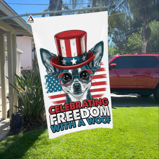 Celebrating Freedom with a Woof American Flag, Chihuahua Dog Breed Patrotic USA Flag